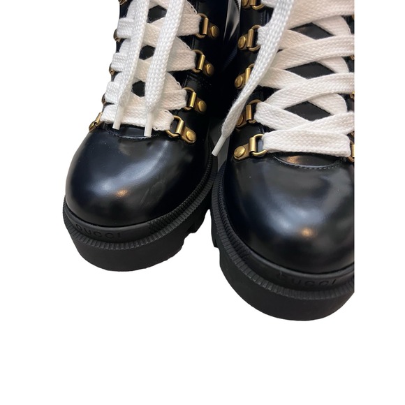 Gucci Magnum Calf Web Sylvie Lace Up black Boots US 8 - Picture 8 of 13